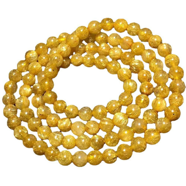 108 Golden Rutilated Quartz Necklace Bracelet for Energy Stacking | DaoZeno
