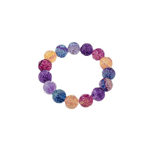 Rainbow Fluorite Engraved Crystal Bracelet for Clarity & Balance | DaoZeno