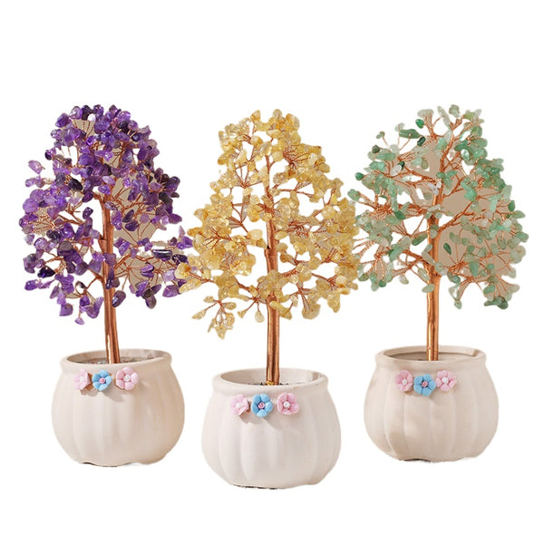 Crystal Tree of Life with White Ceramic Planter Base | DaoZeno