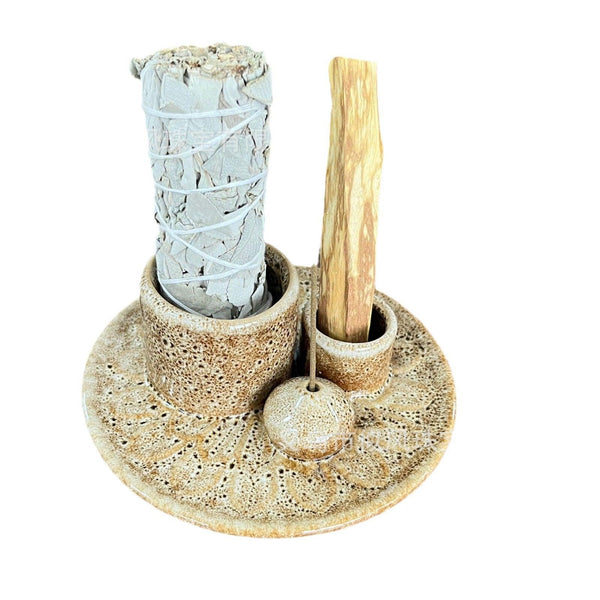 3-in-1 Multicolor Ceramic Incense Burner Base Burning Tray | DaoZeno