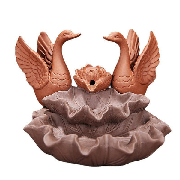 Swan Zen Garden Backflow Incense Burner Holder Home Ornament | DaoZeno