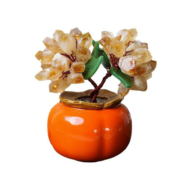 Amethyst & Citrine Healing Crystal Tree with Lucky Fruit Planter | DaoZeno