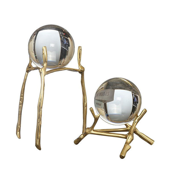 Feng Shui Crystal Ball – Brass Wealth Base Office Desk Prosperity Decor | DaoZeno