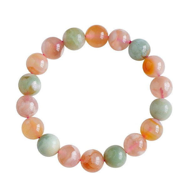 Cherry Blossom Agate Crystal Bracelet for Good Luck Wealth | DaoZeno