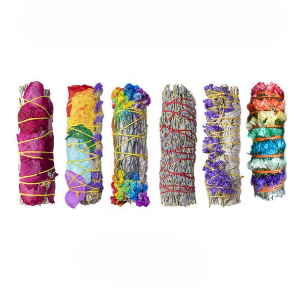 Colorful Floral Petals White Sage Smudge Sticks for Cleansing | DaoZeno