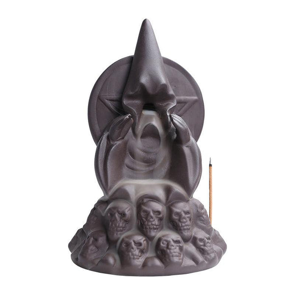 Dark Gothic Wizard Backflow Incense Burner Holder Home Ornament | DaoZeno