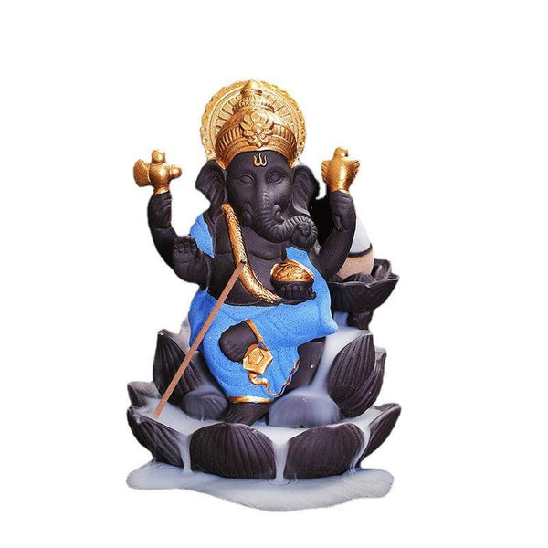 Ganesh Statue On Lotus Zen Alabaster Incense Burner Holder Home Ornament | DaoZeno