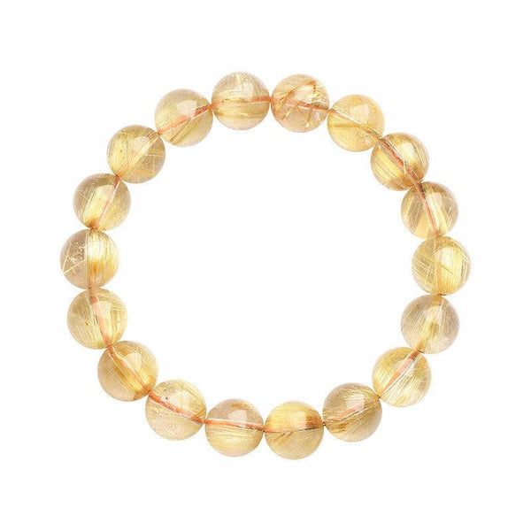 Golden Rutilated Titanium Quartz Crystal Bracelet for Wealth Ignition & Bio-Frequency | DaoZeno