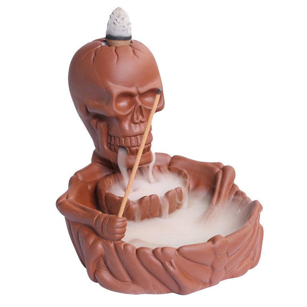 Gothic Dark Skeletal Backflow Incense Burner Holder Home Ornament | DaoZeno