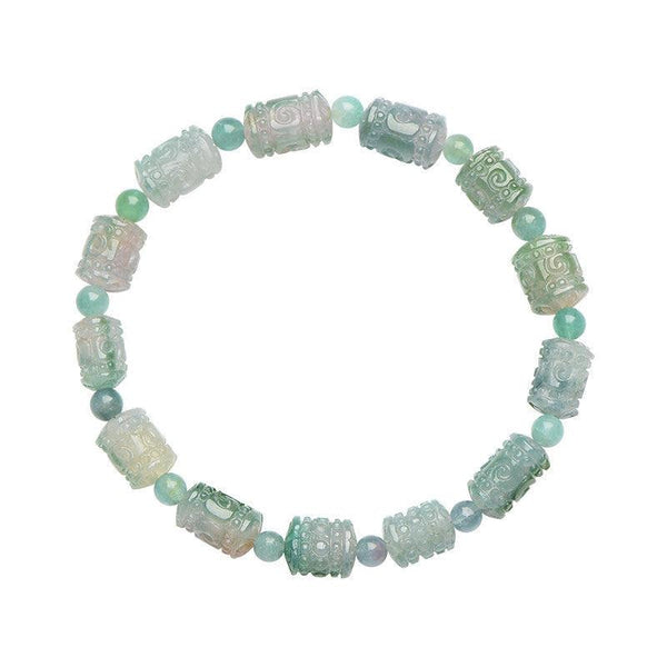 Green Tourmaline Carved Barrel Crystal Bracelet for Meridian Flow | DaoZeno