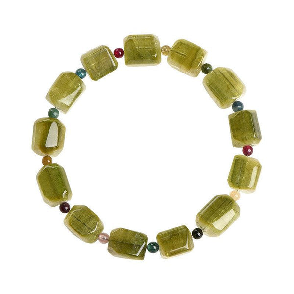 Green Tourmaline Cube-Shaped Crystal Bracelet for Balance & Qi Flow | DaoZeno