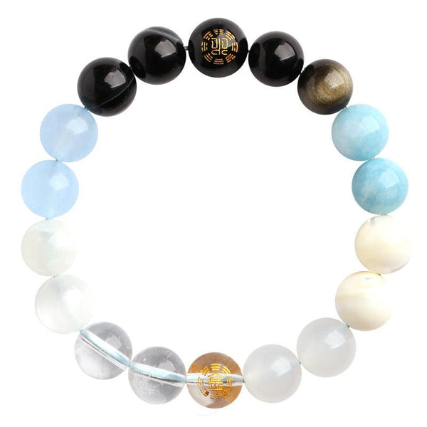 Metal & Water Blue Black Crystal Bracelet for Wealth & Purification | DaoZeno