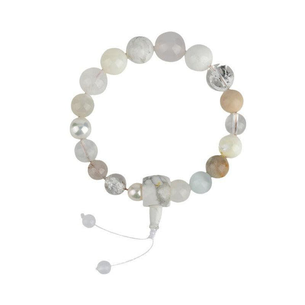 Feng Shui Metal Element White Crystal Bracelet for Wealth & Sacred Flow | DaoZeno