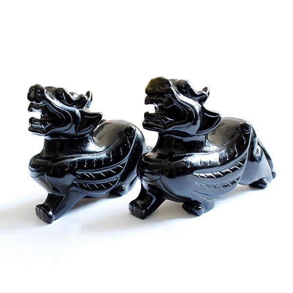 Obsidian Wealth Guardian Statue Energy Charged for Protection & Abundance | DaoZeno