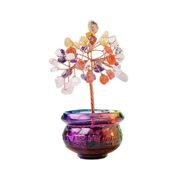 Feng Shui Crystal Bonsai with Rainbow Abundance Bowl Base | DaoZeno