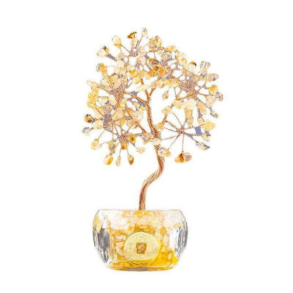 Five Elements Citrine Crystal Tree with Wealth Coins | DaoZeno