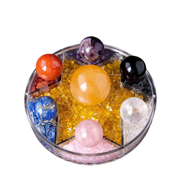 7-Star Sacred Geometry Crystal Sphere Energy Charged Set | DaoZeno