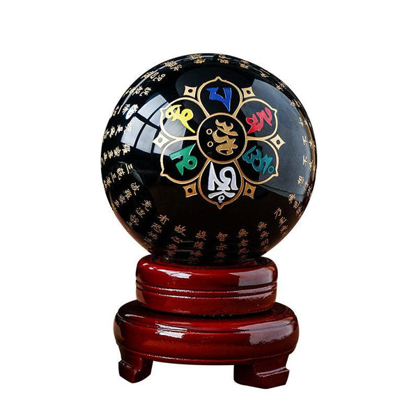 Obsidian Feng Shui Charged Mantra Energy Sphere | DaoZeno