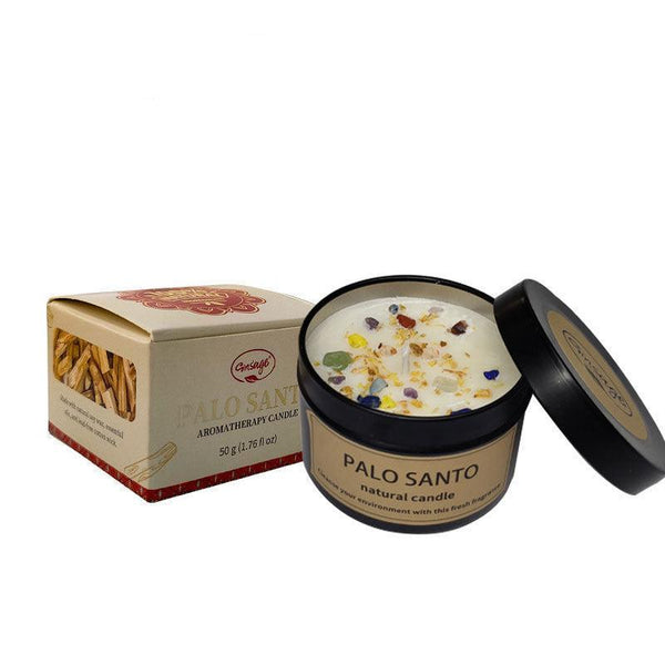Palo Santo Scented Candle With Rainbow Crystal Stones Inside | DaoZeno