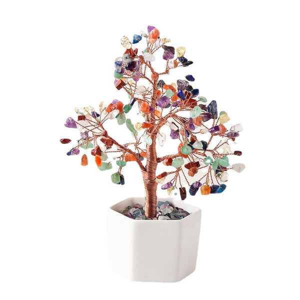 Rainbow Fluorite Feng Shui Crystal Tree with Ceramic Base | DaoZeno