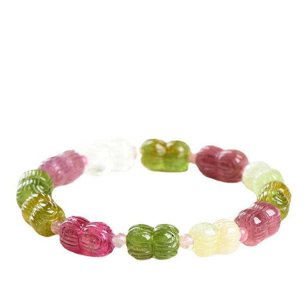 Lotus Gateway – Tourmaline Red Green Crystal Bracelet for Wealth Vortex | DaoZeno