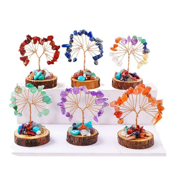 Mini Bonsai Five Elements Crystal Tree with Sacred Wood Altar | DaoZeno